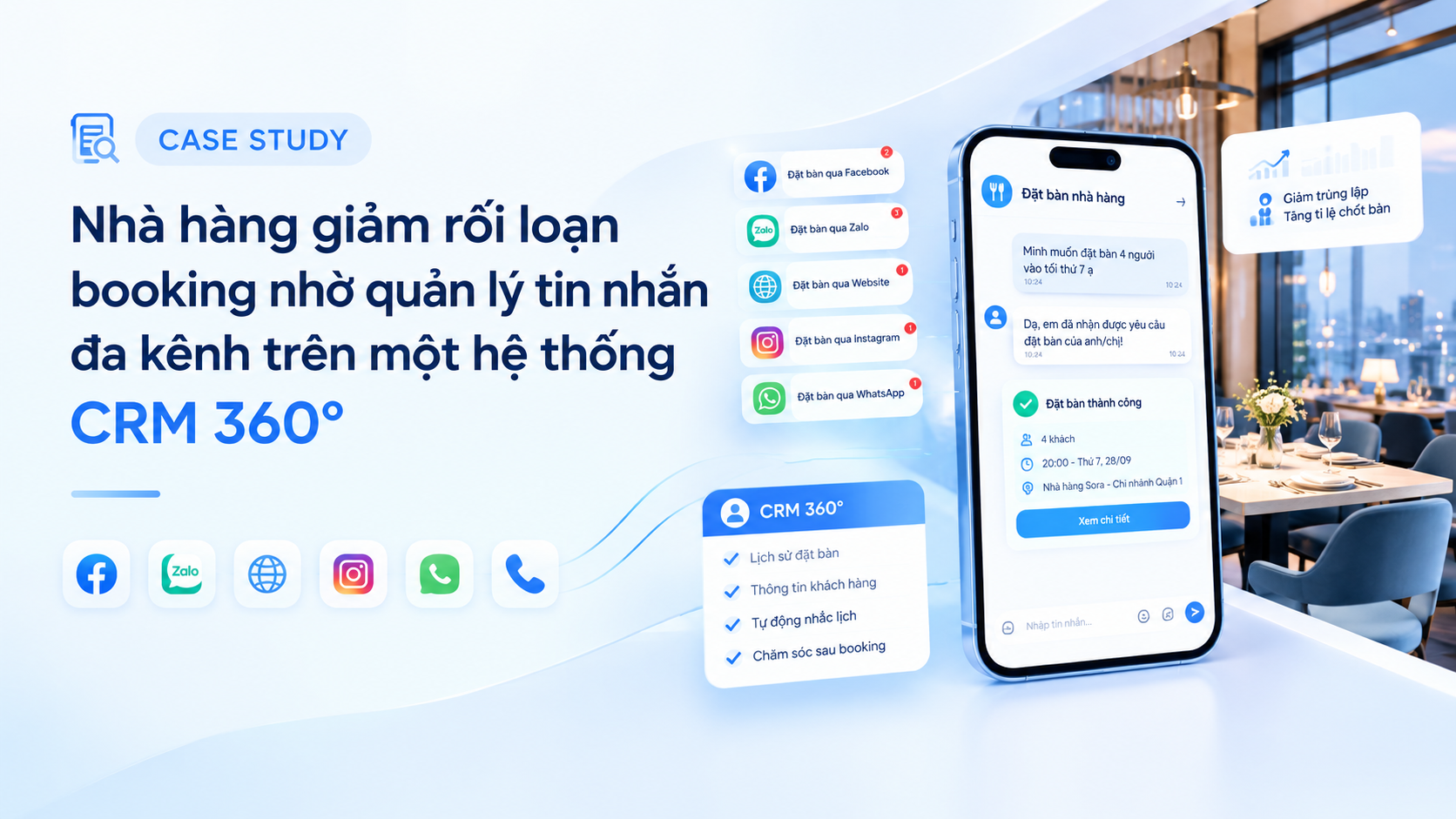 CASE STUDY: Nhà hàng giảm rối loạn booking nhờ quản lý tin nhắn đa kênh trên một hệ thống CRM 360°